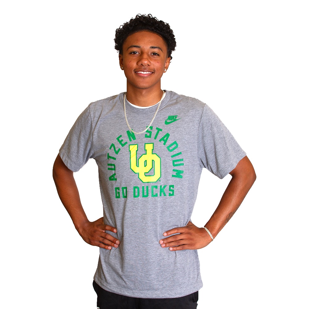 Autzen Stadium, Nike, Grey, Crew Neck, Tri-blend, Men, Football, Legacy, Autzen Stadium, T-Shirt, 798943